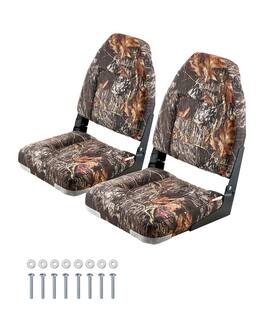 VEVOR - Boat Seat, High Backrest, Folding Fishing Boat Seat with Thickened Sponge Cushion & PU Polyester Fabric - Camouflage