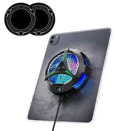 Front. HongFei - HongFei Magnetic Tablet Cooler for iPad/Surface Pro/Samsung Tab with LED Temp Display & 2 Cooling Modes - Green Mech - Green.