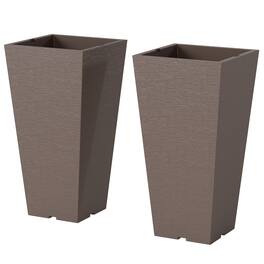 Outsunny - 23 Inch Tall Planters for Outdoor Plants, Set of 2 Plastic Flower Pots