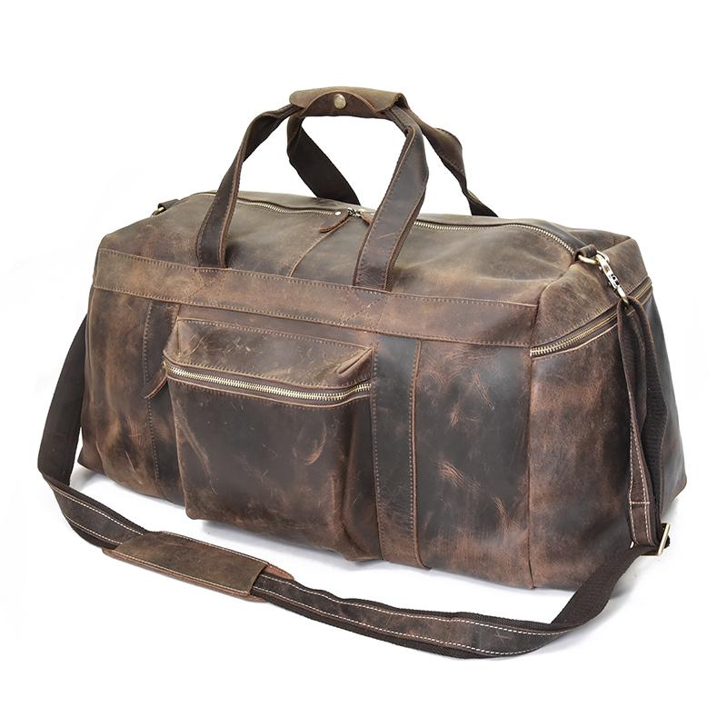 Alt View 2. Steel Horse Leather - The Colden Duffle Bag | Large Capacity Leather Weekender - Dark Brown.