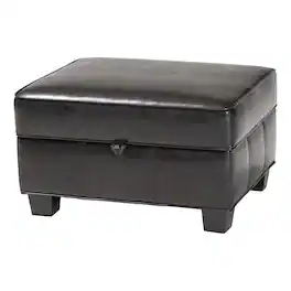 Baxton Studio - Agustus Brown Leather Storage Ottoman - Dark Brown