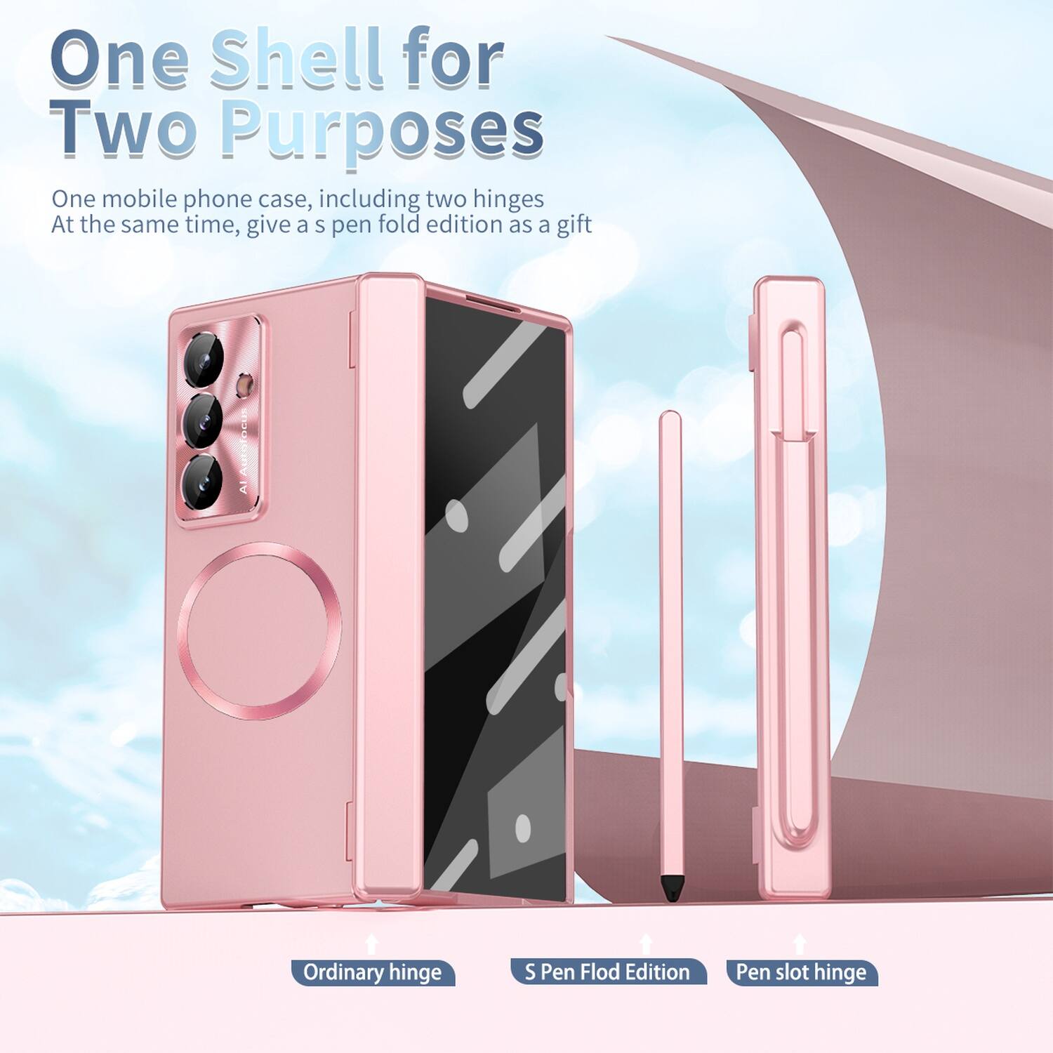 One Shell for Two Purposes

One mobile phone case, including two hinges. At the same time, give a S pen fold edition as a gift.

- Ordinary hinge
- S Pen Fold Edition
- Pen slot hinge