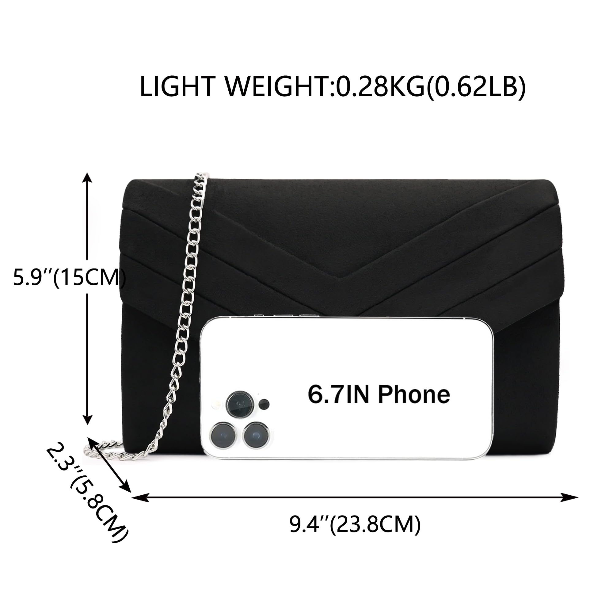 LIGHT WEIGHT: 0.28KG (0.62LB)  
5.9" (15CM)  
2.3" (5.8CM)  
6.7IN Phone  
9.4" (23.8CM)