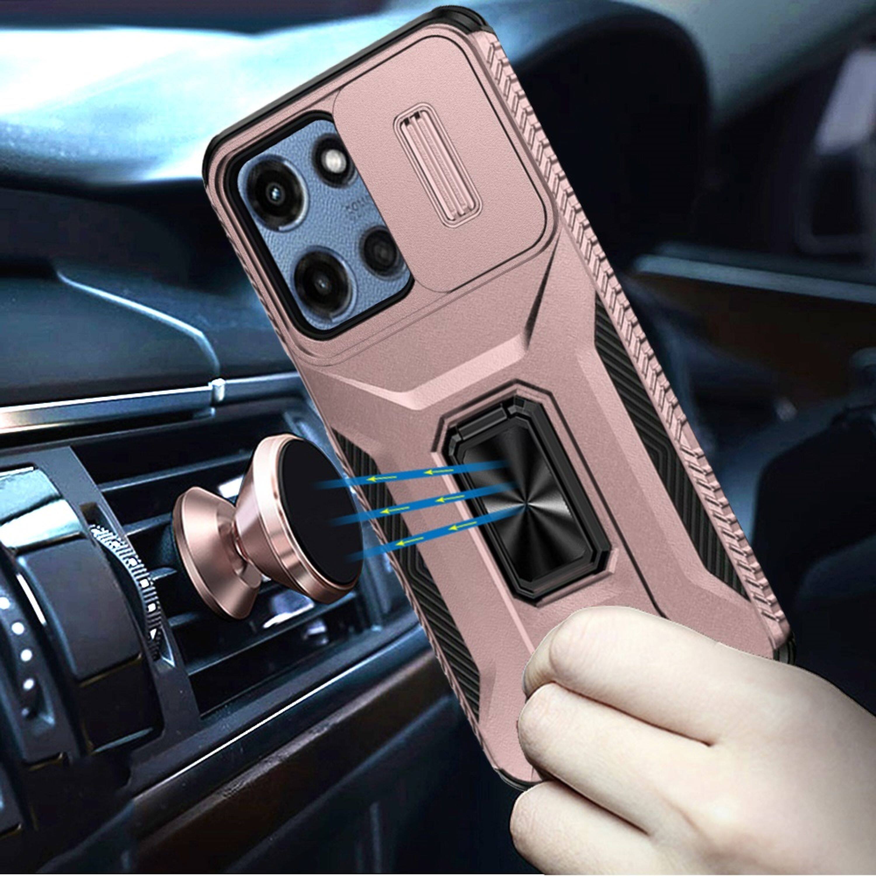Angle. Kitcheniva - Rugged Complete Protection Case With Tempered Glass For Moto G 2025/2026/G Play 2026 Rose Gold - Rose Gold.