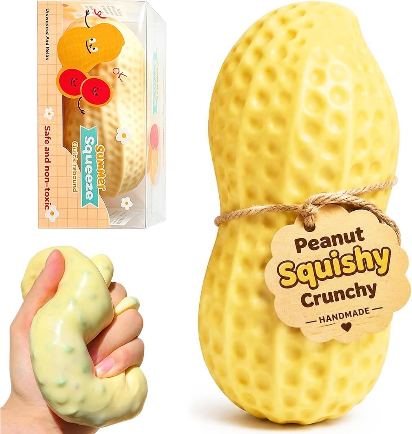 Decompress and Relax  
Safe and non-toxic  
Quick rebound Squeeze  
SUMMER  
Peanut Squishy Crunchy  
HANDMADE