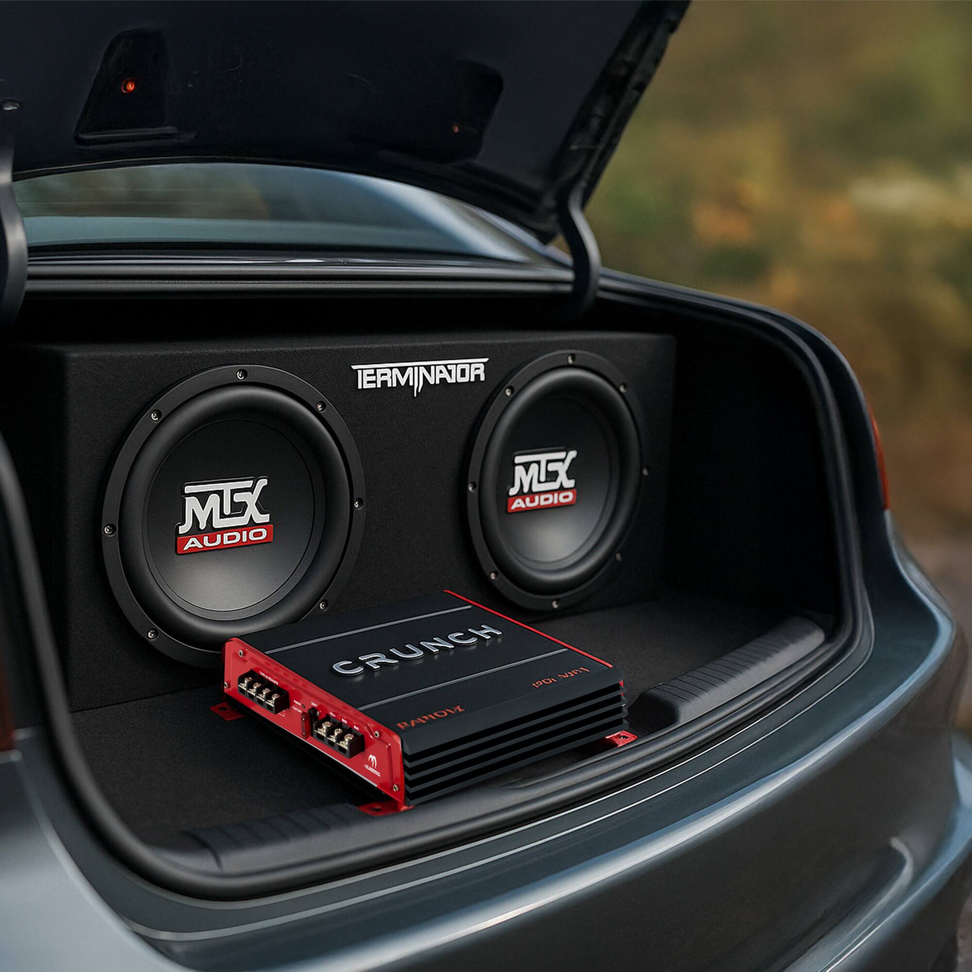 Crunch 2 Channel Car Audio Amplifier & MTX 12 In Dual Loaded