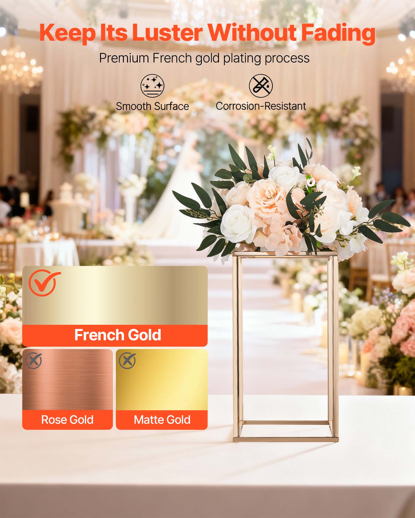 Keep Its Luster Without Fading

Premium French gold plating process

Smooth Surface

Corrosion-Resistant

French Gold

Rose Gold

Matte Gold