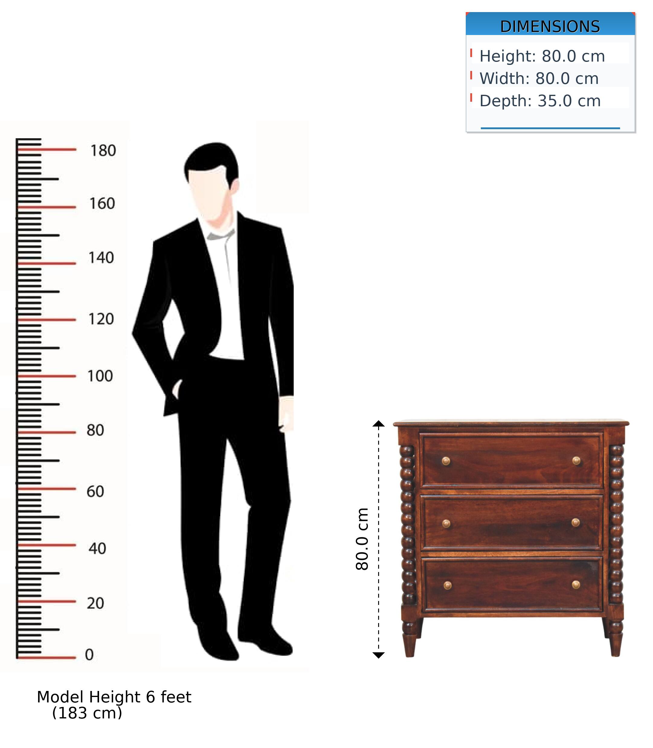 DIMENSIONS  
Height: 80.0 cm  
Width: 80.0 cm  
Depth: 35.0 cm  

Model Height: 6 feet (183 cm)