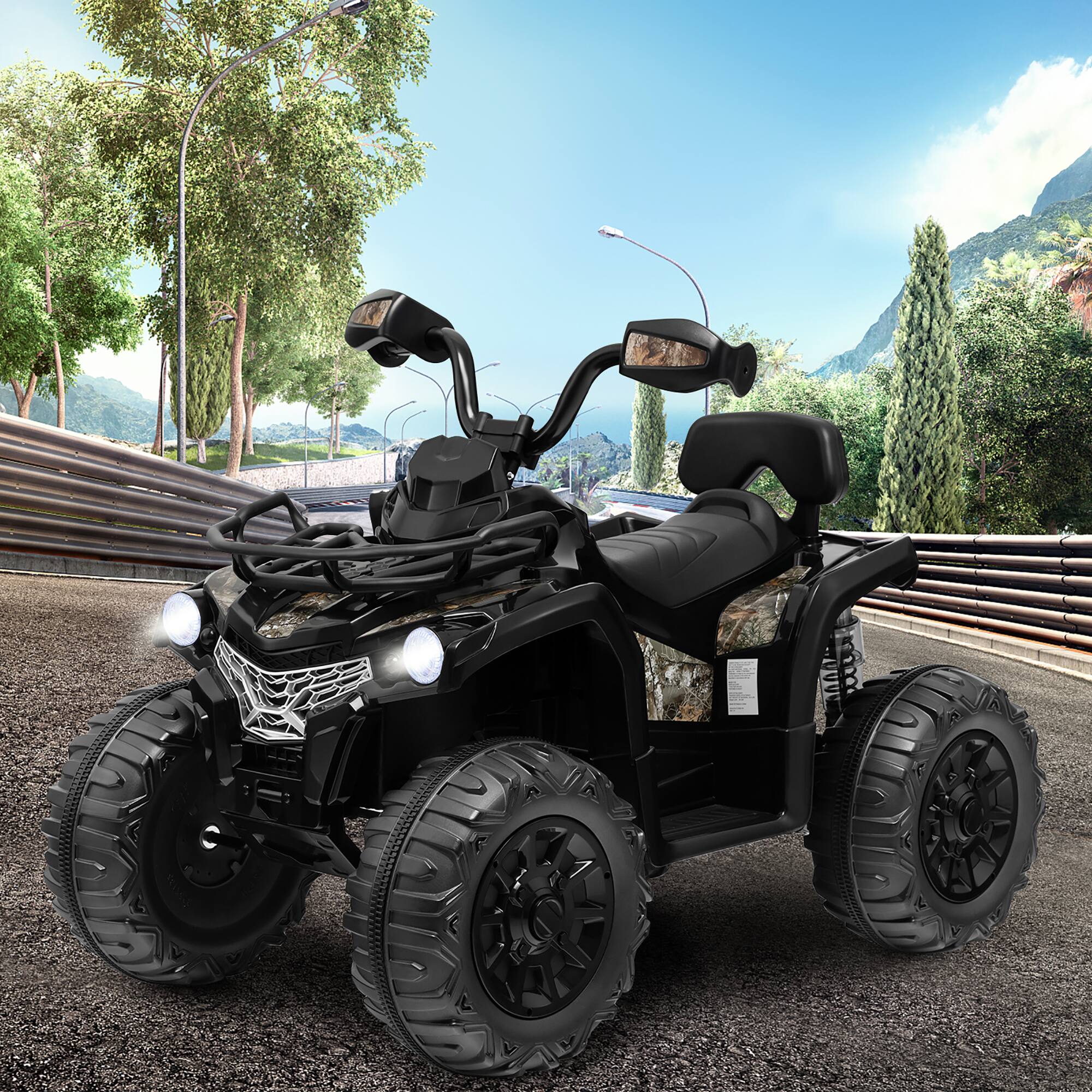Alt View 1. Costway - Costway 12V Kids Ride On ATV Electric 4-Wheeler Quad 2 Speeds with Mp3 & Headlights - Dark Black.