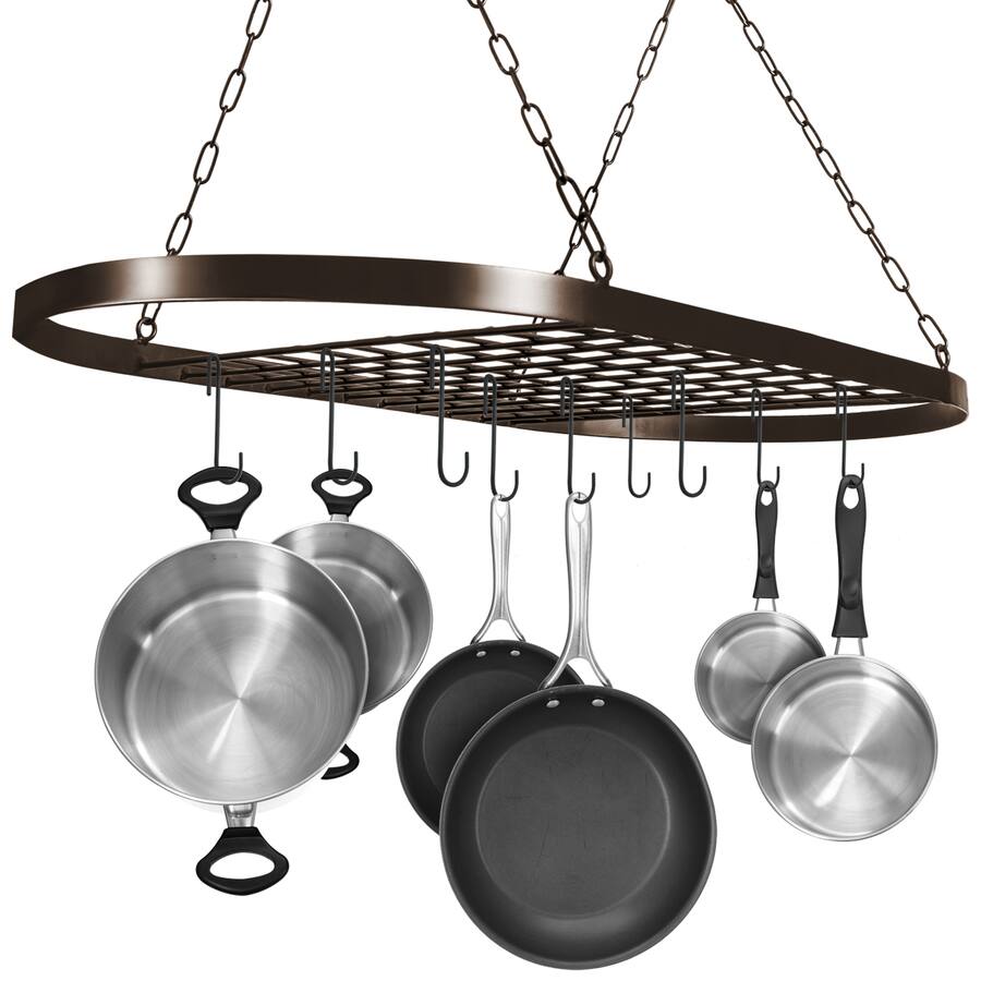 Oval Ceiling Rack Sorbus Sorbus® Pot and Pan Rack for Ceiling with Hooks, Decorative Oval ...