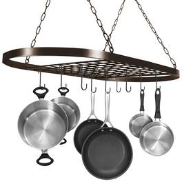 Sorbus - Sorbus® Pot and Pan Rack for Ceiling with Hooks, Decorative Oval Mounted Storage Rack, Multi-Purpose Organizer for Home - Bronze