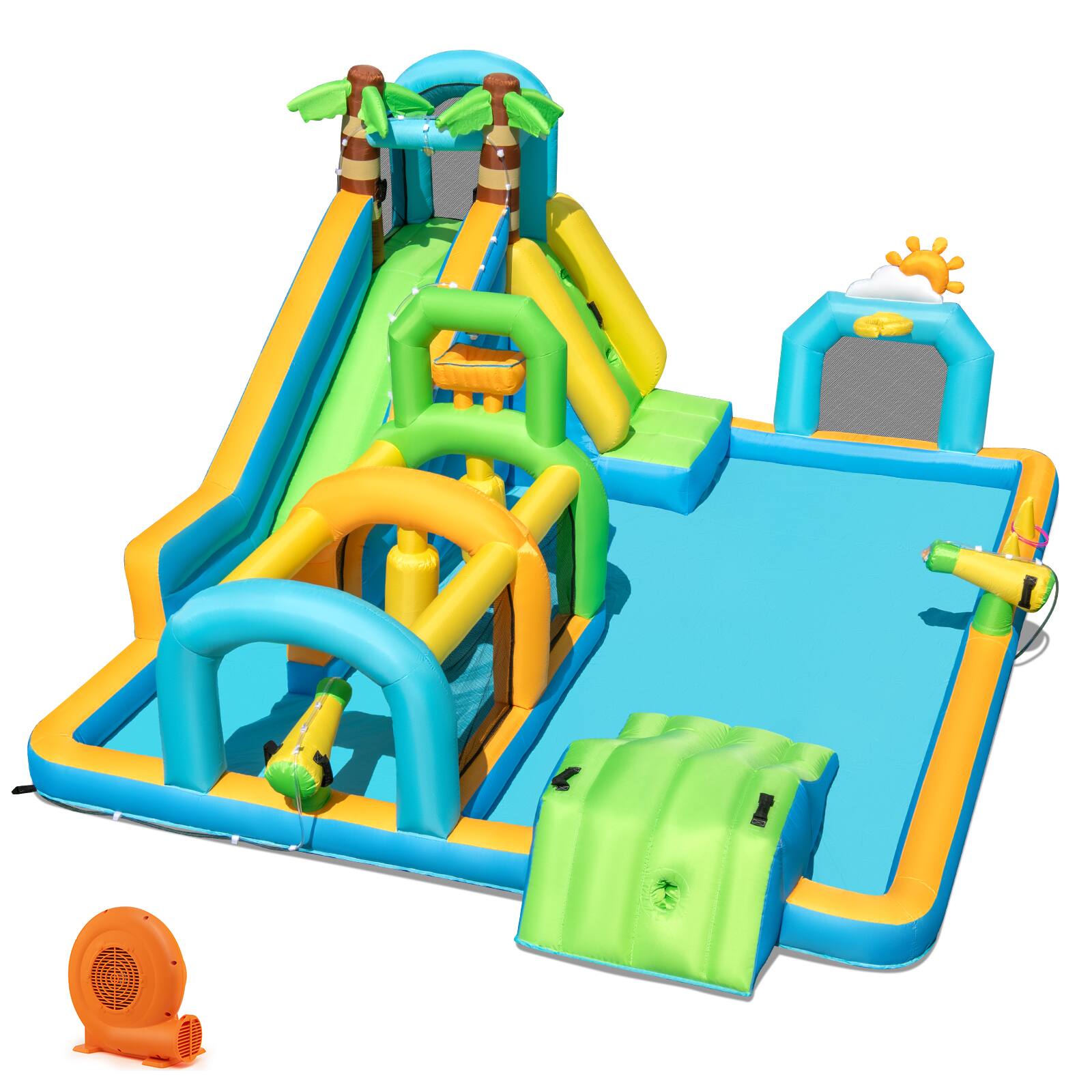 Alt View 9. Gymax - Gymax Inflatable Water Slide w/Splash Pool Climbing Wall Football Goal 750W Blower.