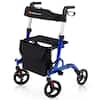 Front. Costway - Costway Rollator Walker w/ Seat, Folding Aluminum Rolling Walker w/ 8-inch Wheels, Blue - Blue.