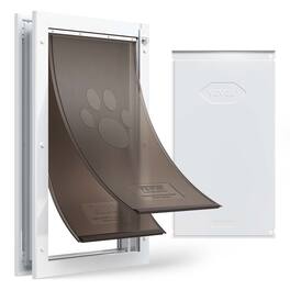 VEVOR - Pet Door, X-Large,with Double Magnetic Flaps and Metal Frame, Strong and Weatherproof Dog Door for Interior and Exterior - Brown;White