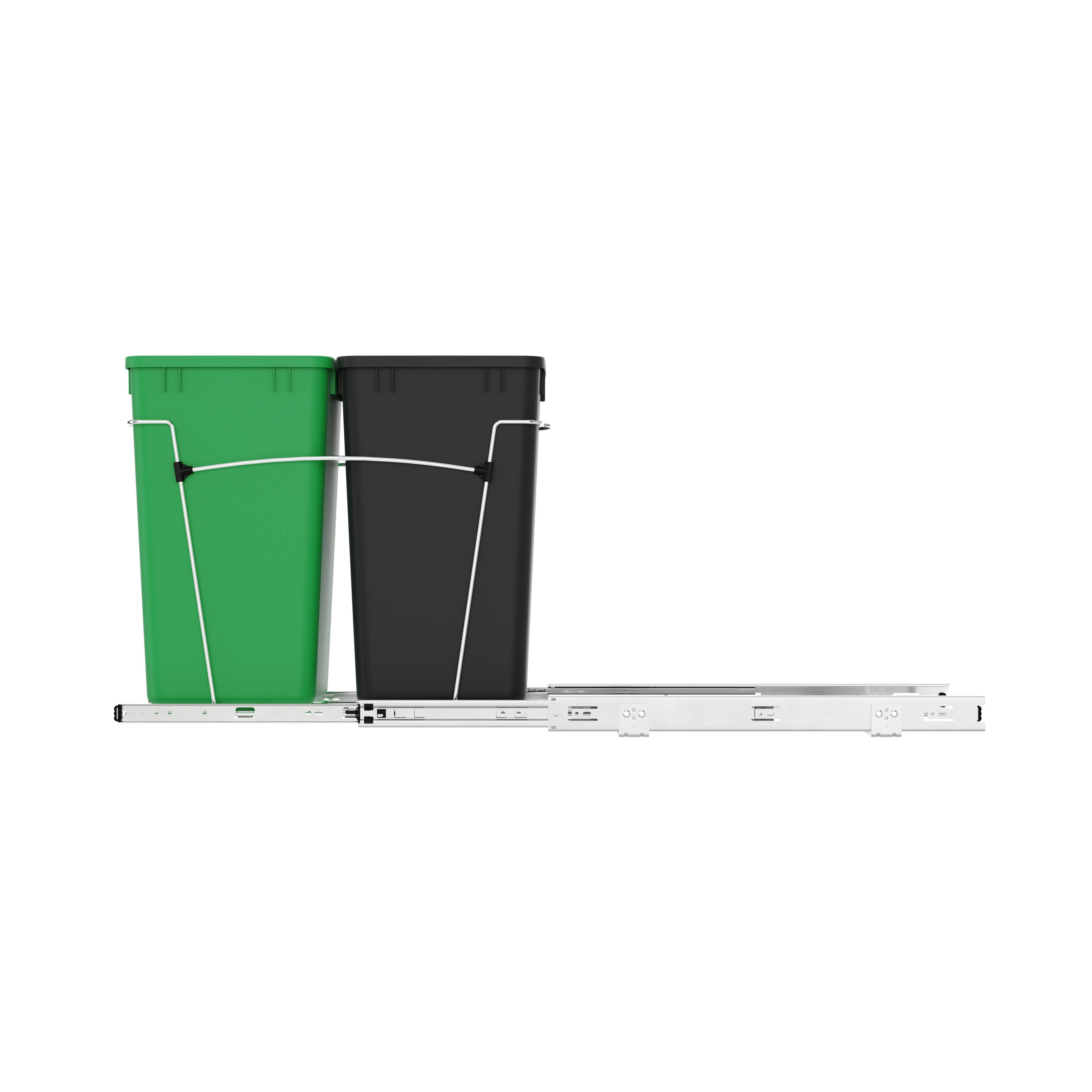 Alt View 7. Rev-A-Shelf - Rev-A-Shelf Double Pullout Trash Can 27 qt. for Kitchen, Green, RV-15KD-1918C-S - Green/Black.