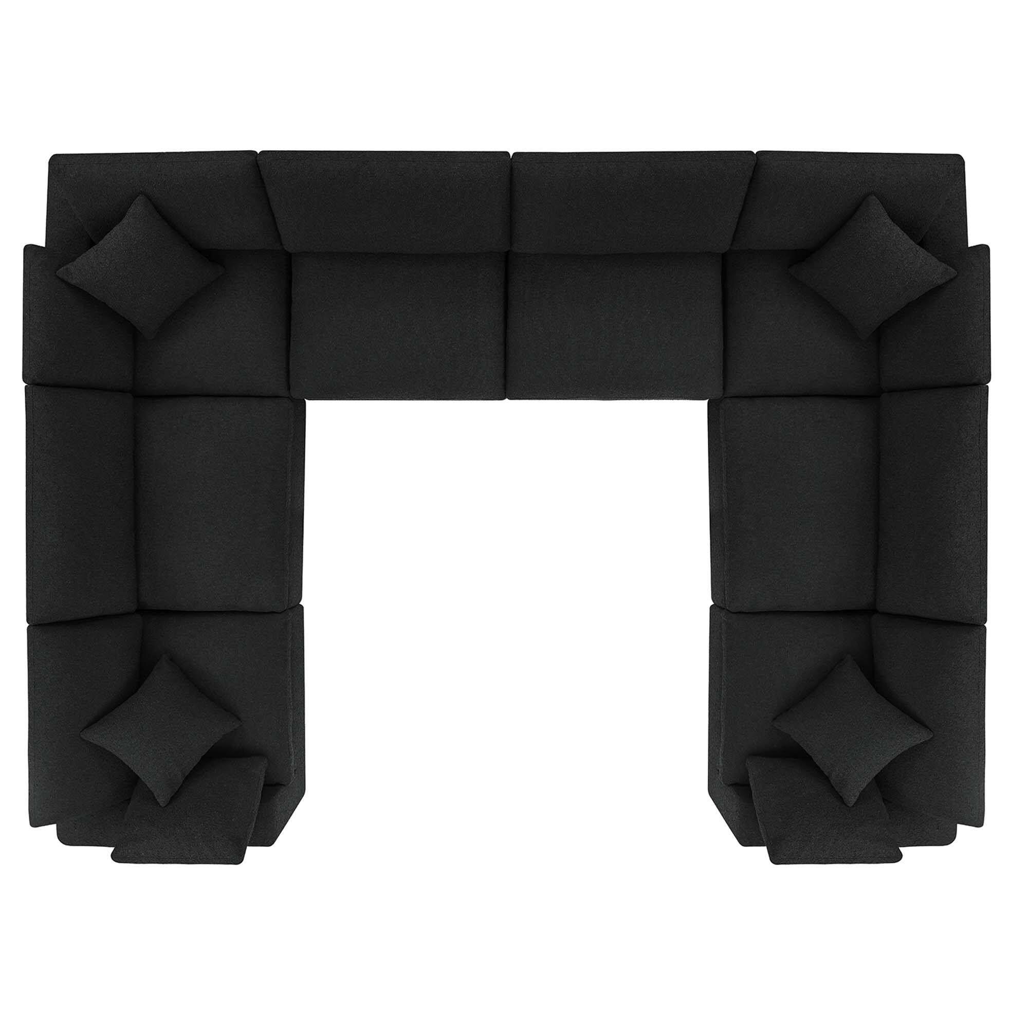 Left. Modway - Commix 8-Piece Down Filled Overstuffed Boucle Fabric Sectional Sofa by Modway - Black.