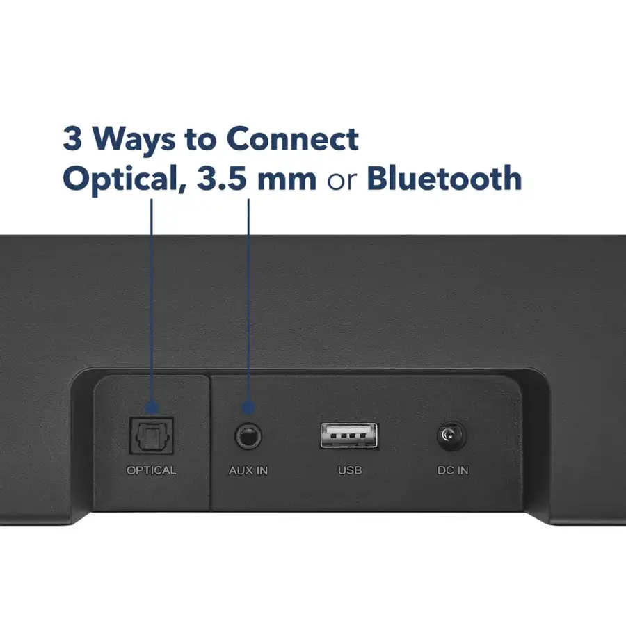 3 Ways to Connect: Optical, 3.5mm or Bluetooth