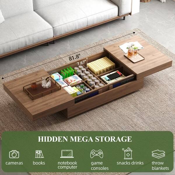 81.8" x 7.67" HIDDEN MEGA STORAGE

cameras
books
notebook computer
game consoles
snacks drinks
throw blankets