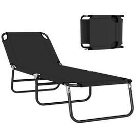 PULUZ - Folding Chaise Lounge Pool Chairs, Outdoor Sun Tanning Chairs with 5-Level Reclining Back, Steel Frame for Beach, Yard - Black