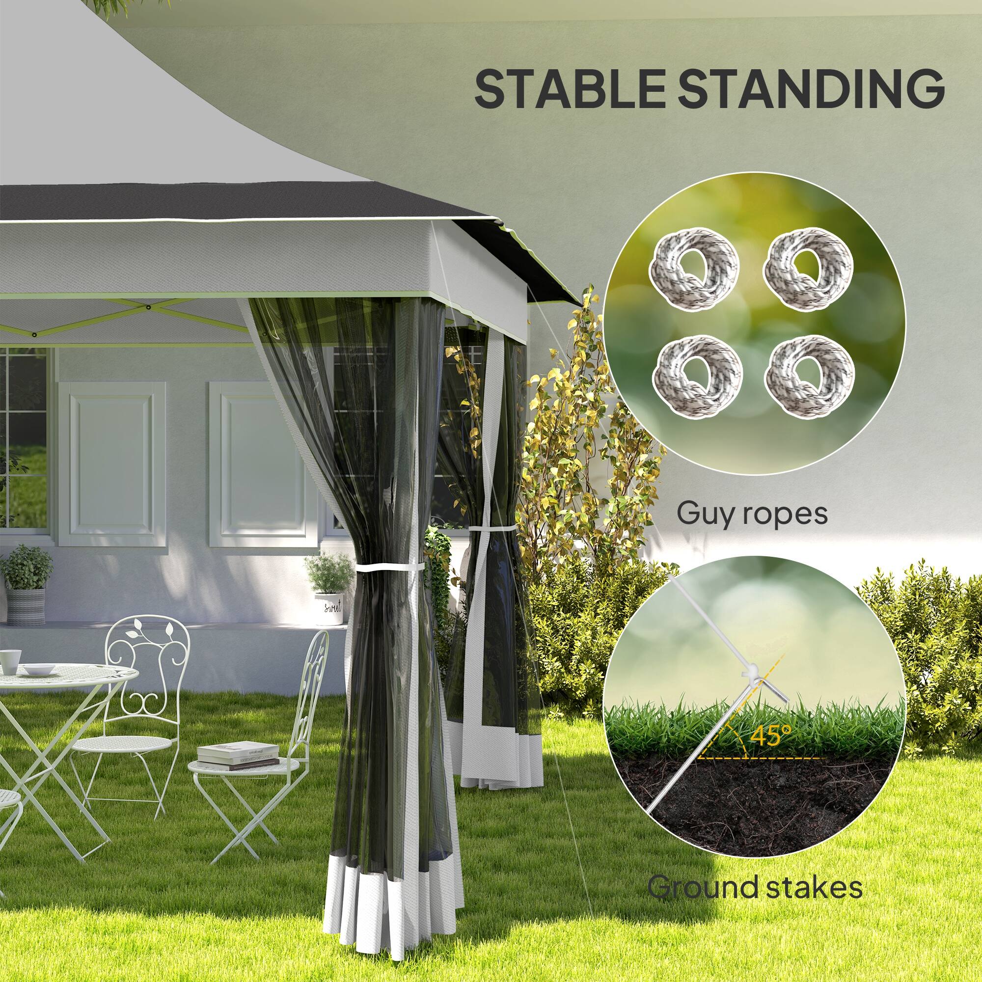 STABLE STANDING

Guy ropes

Ground stakes