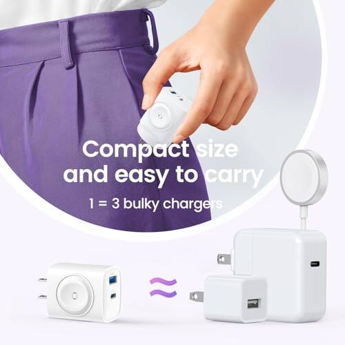 Compact size and easy to carry  
1 = 3 bulky chargers