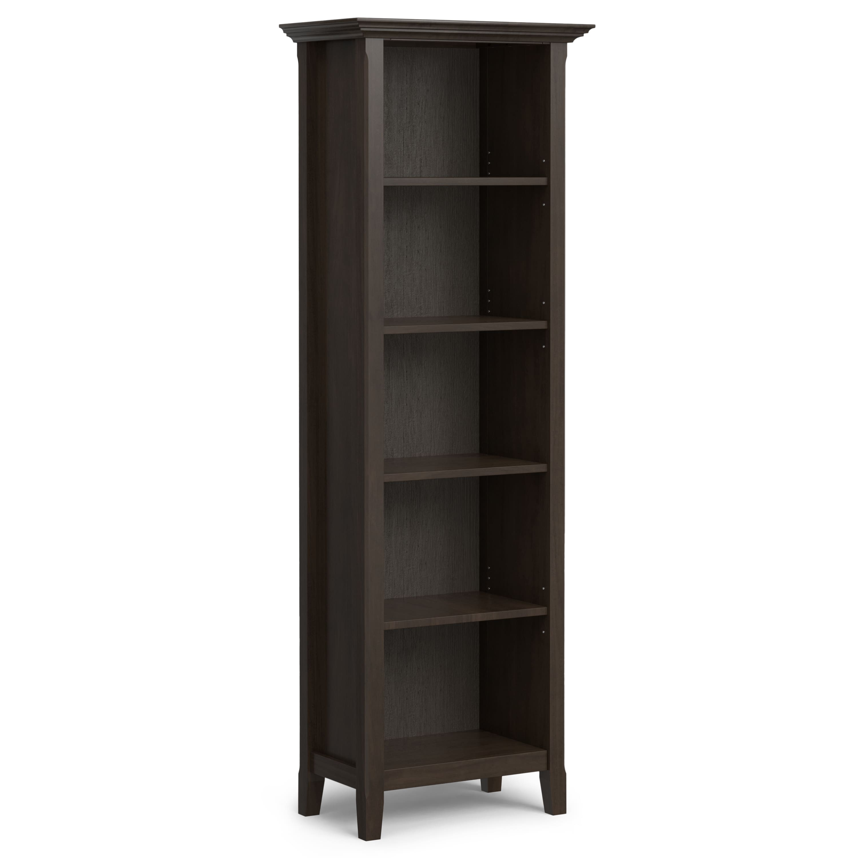 Simpli Home - Amherst 24 inch Wide Solid Wood Transitional 5 Shelf Bookcase - Hickory Brown