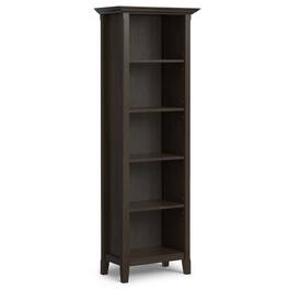 Simpli Home - Amherst 24 inch Wide Solid Wood Transitional 5 Shelf Bookcase - Hickory Brown