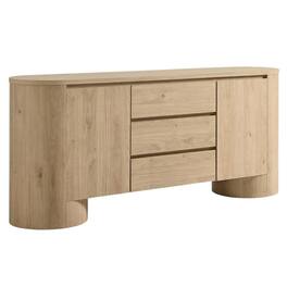FurniFact - Rustic Rounded Sideboard Storage Cabinet With Spacious Interior, Durable Design - Brown