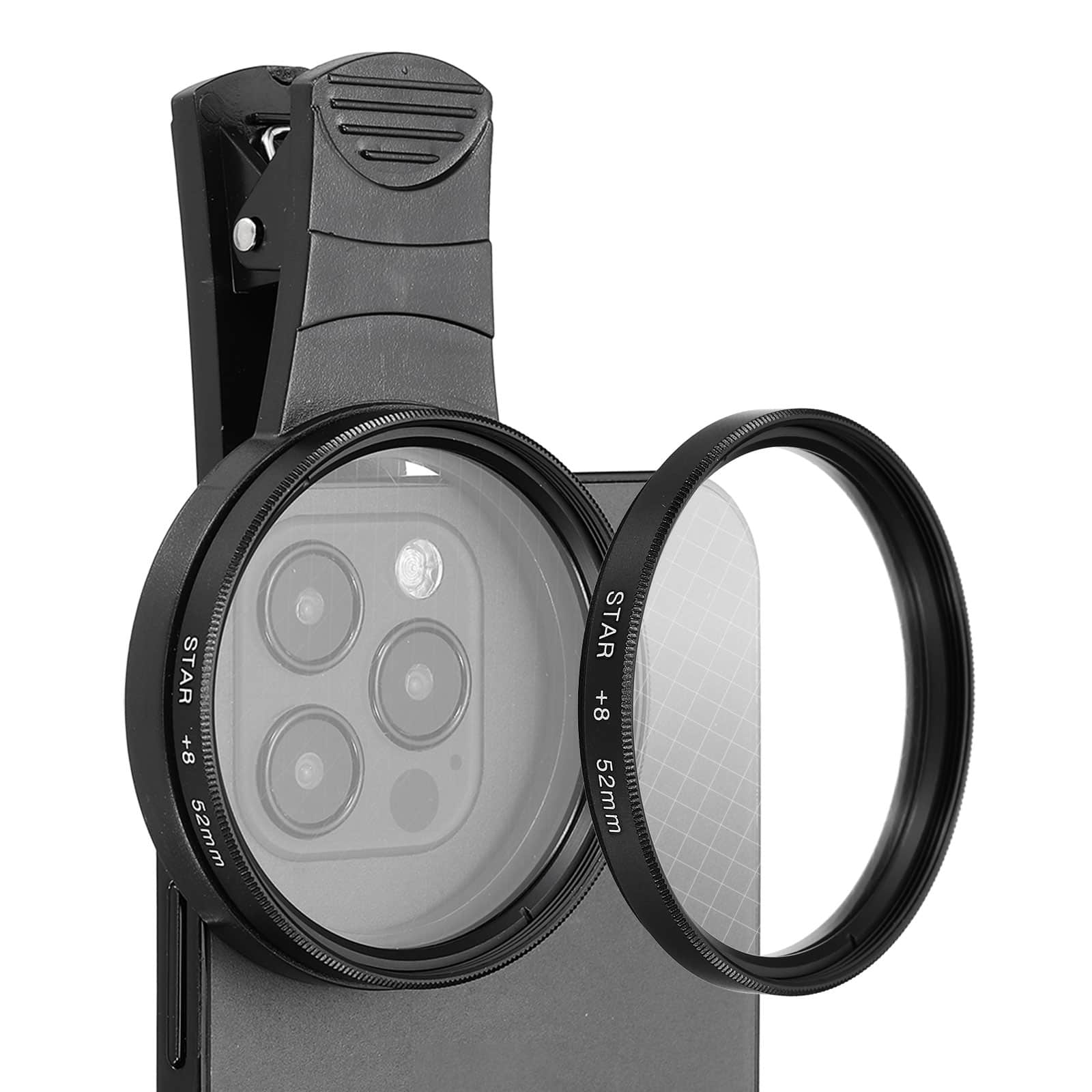 Unique Bargains - 52mm Phone Camera Lens, Clip-On 8 Point Star Filter Circular Polarizing for Smartphones & DSLR