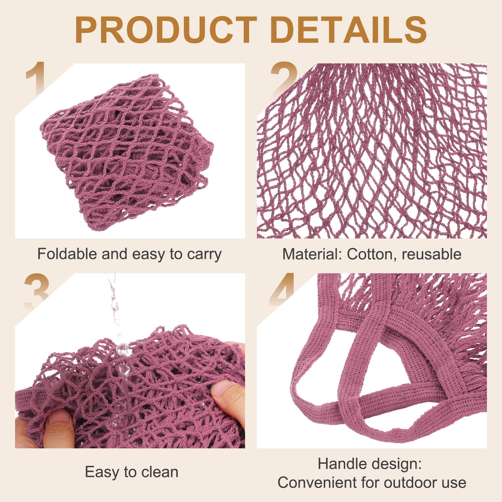 PRODUCT DETAILS

1. Foldable and easy to carry
2. Material: Cotton, reusable
3. Easy to clean
4. Handle design: Convenient for outdoor use