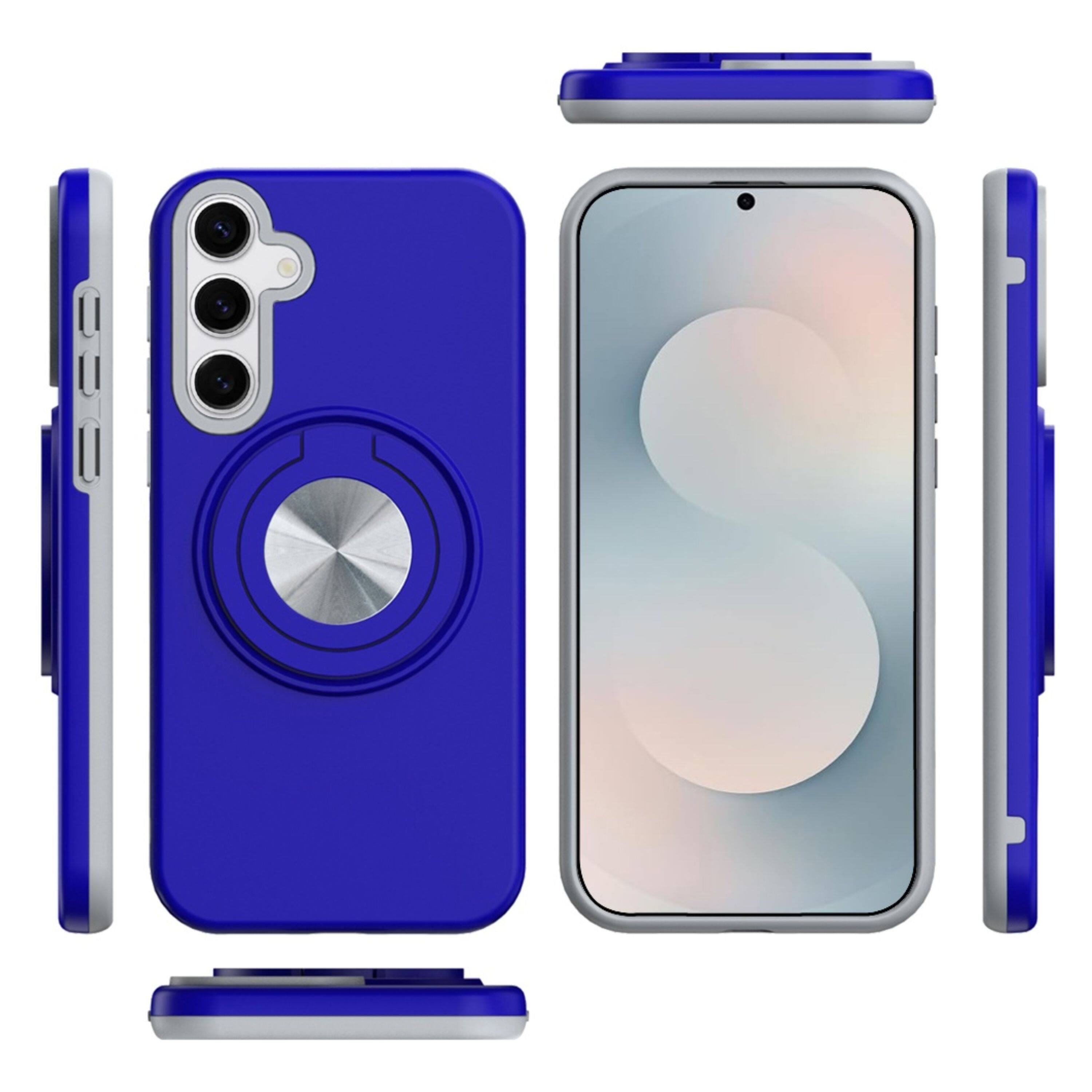 Angle. Kitcheniva - Shockproof Phone Case With 360 Rotating Stand & Tempered Glass For Samsung Galaxy S26+ Blue - Blue.