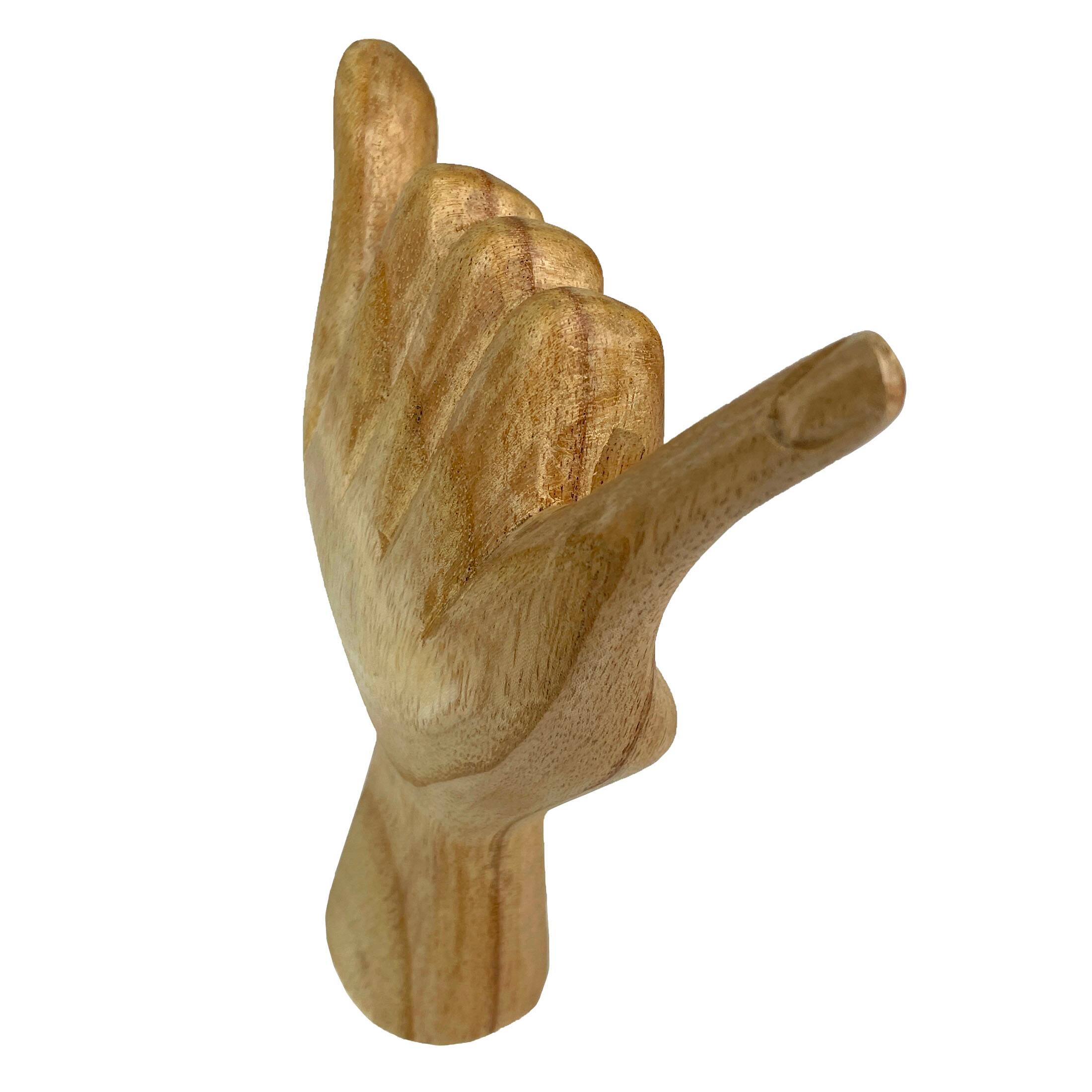 Alt View 9. Zeckos - Hang Loose Hand Sign Wooden Sculpture – 8" Eco-Friendly Albesia Wood Art – Perfect for Home Decor and Surf Lovers - Brown.