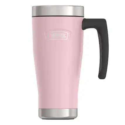 Front. Thermos - Icon 16-Oz Stainless Steel Mug - Sunset Pink.