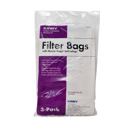 KIRBY HOME CLEANING PRODUCTS
97294 Filter Bags with Micron Magic technology
Featuring Kirby's exclusive Micro Particle Brreste Technology
Use only GENUINE Kirby filter bags with your Kirby Home Cleaning System to ensure optimal performance.
Fits models G4, G5 and Gsix
KIRBY
www.kirby.com
USA - 800-437-7170
Russia - 800 500 3 An - , avd 324 72 82
Europe - 00 800 4 292 72
UN - 0800-328 24
Australia - 1-800-328 24 3-Pack
3.5g 222