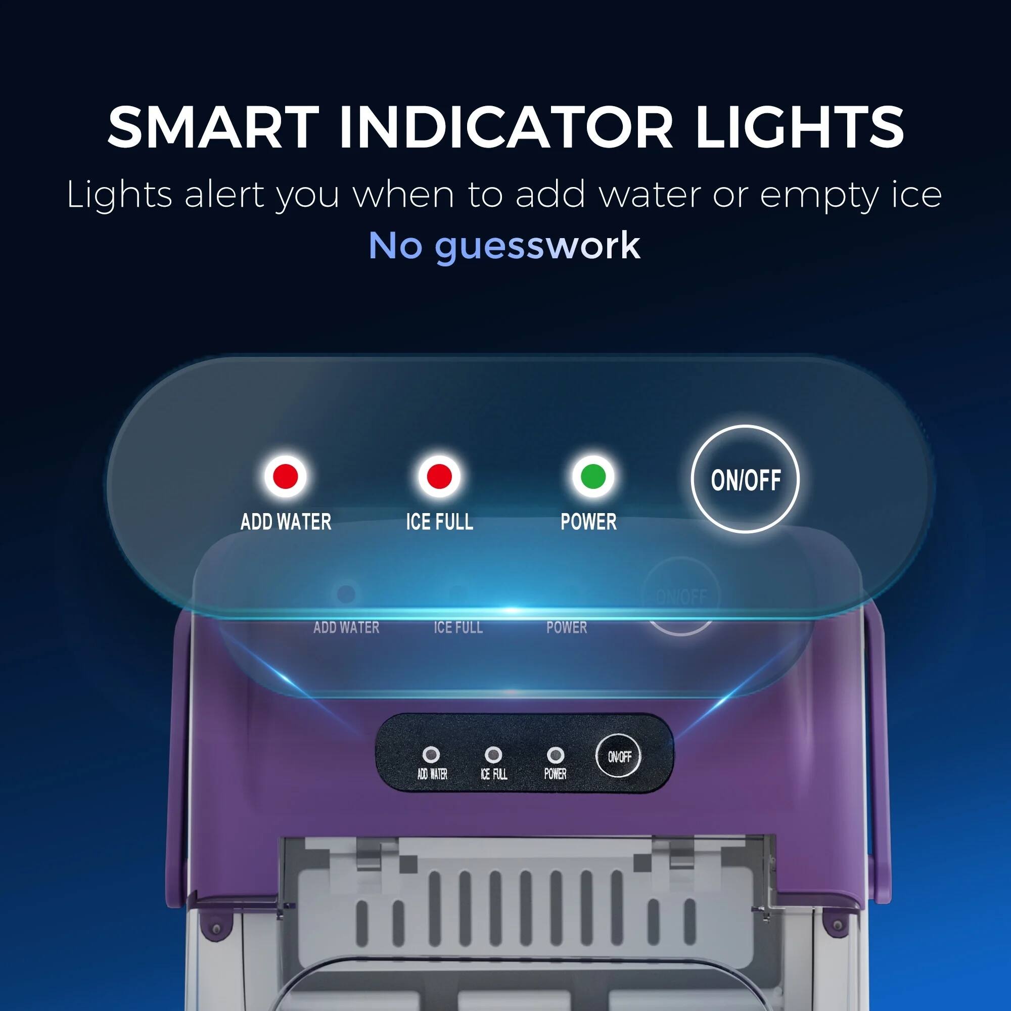 SIMZLIFE 26 lbs/24H Countertop Ice Maker 9 Bullet Shaped Ice in 6