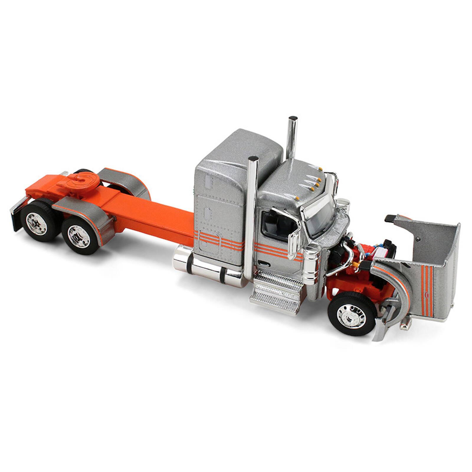 Alt View 4. First Gear - Peterbilt 589 with 58" Mid-Roof Sleeper and 50' Wilson Trailer Silver Metallic with Orange 1/64 Model by DCP/First Gear.