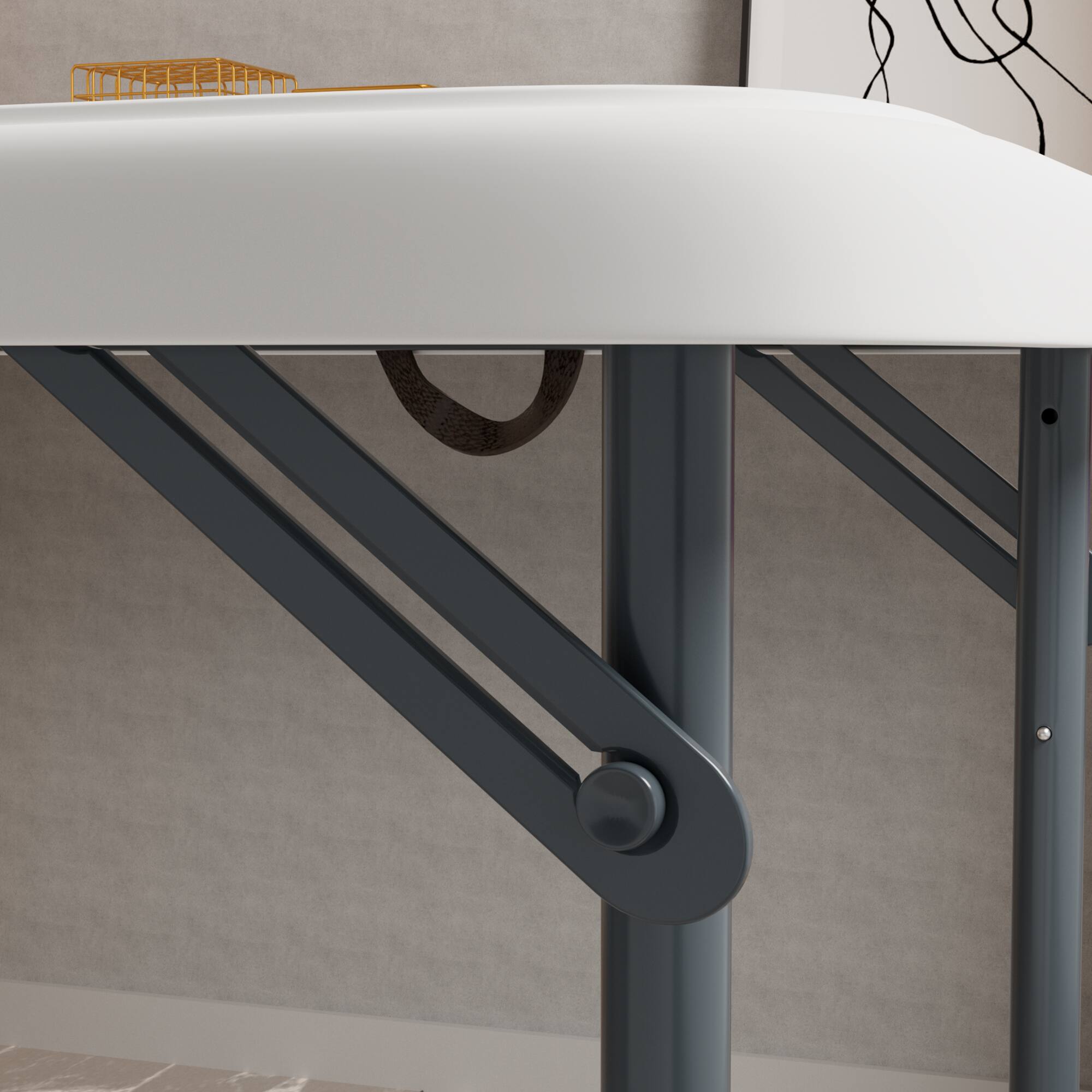 Alt View 2. Decksplore - 48x24 Inch Portable Folding Table, Height-Adjustable for Indoor/Outdoor Events. Durable Plastic, Folds for Easy Storage. - White.