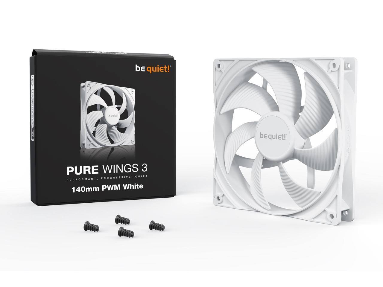 be quiet!  
PURE WINGS 3  
PERFORMANT, PROGRESSIVE, QUIET  
140mm PWM White