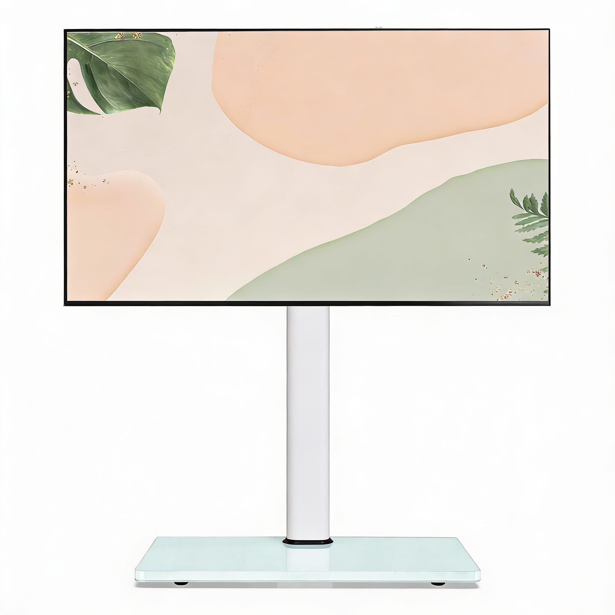 Frangdom - Swivel Floor Stand 43"-75" 10-Level Height Corner Mount - White for 43"-75"