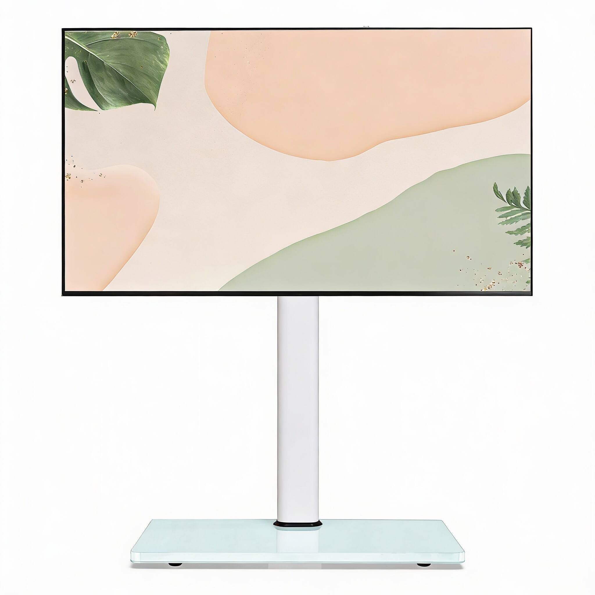 Front. Frangdom - Swivel Floor Stand 43"-75" 10-Level Height Corner Mount - White for 43"-75".