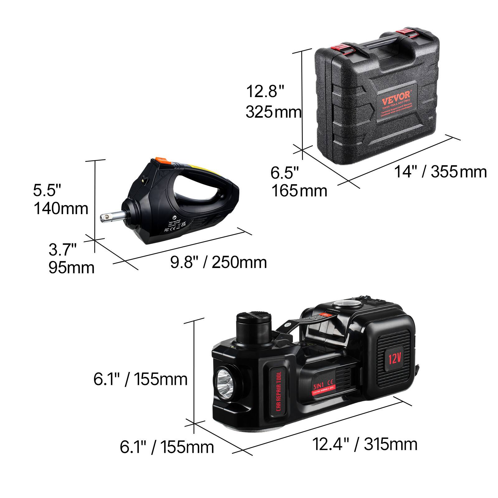 12.8" 325mm VEVOR  
5.5" 140mm  
3.7" 95mm  
6.5" 165mm  
9.8" 250mm  
14" 355mm  
6.1" 155mm  
12.4" 315mm