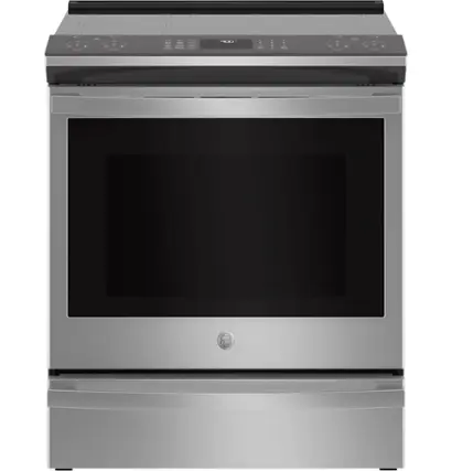 Front. GE Profile - 5.3 Cu. Ft. Slide-In Electric Induction Convection Range with Self-Clean and Steam Clean and No Preheat Air Fry - Stainless Steel.