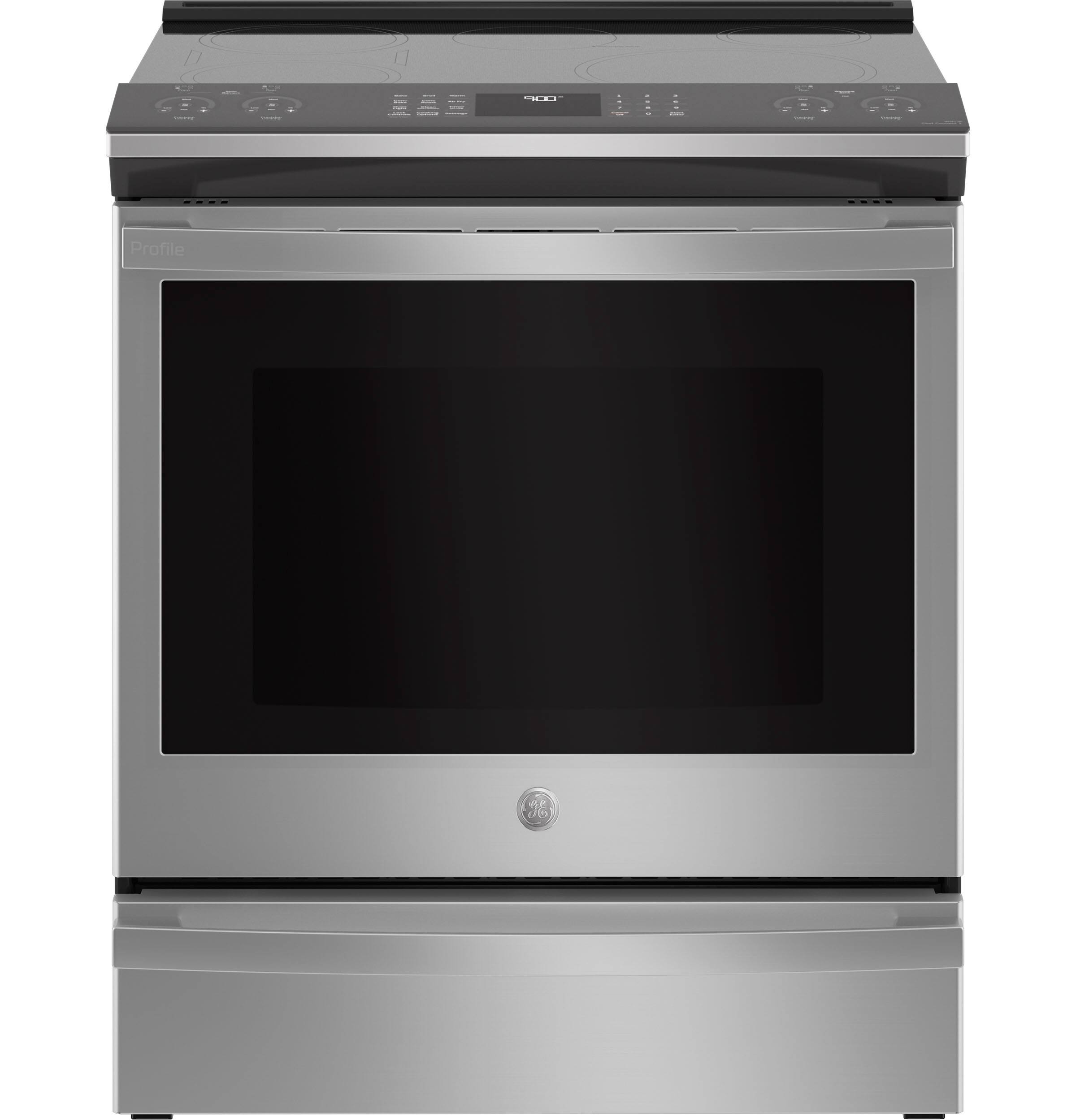 GE Profile - 5.3 Cu. Ft. Slide-In Electric Induction Convection Range with Self-Clean and Steam Clean and No Preheat Air Fry - Stainless Steel