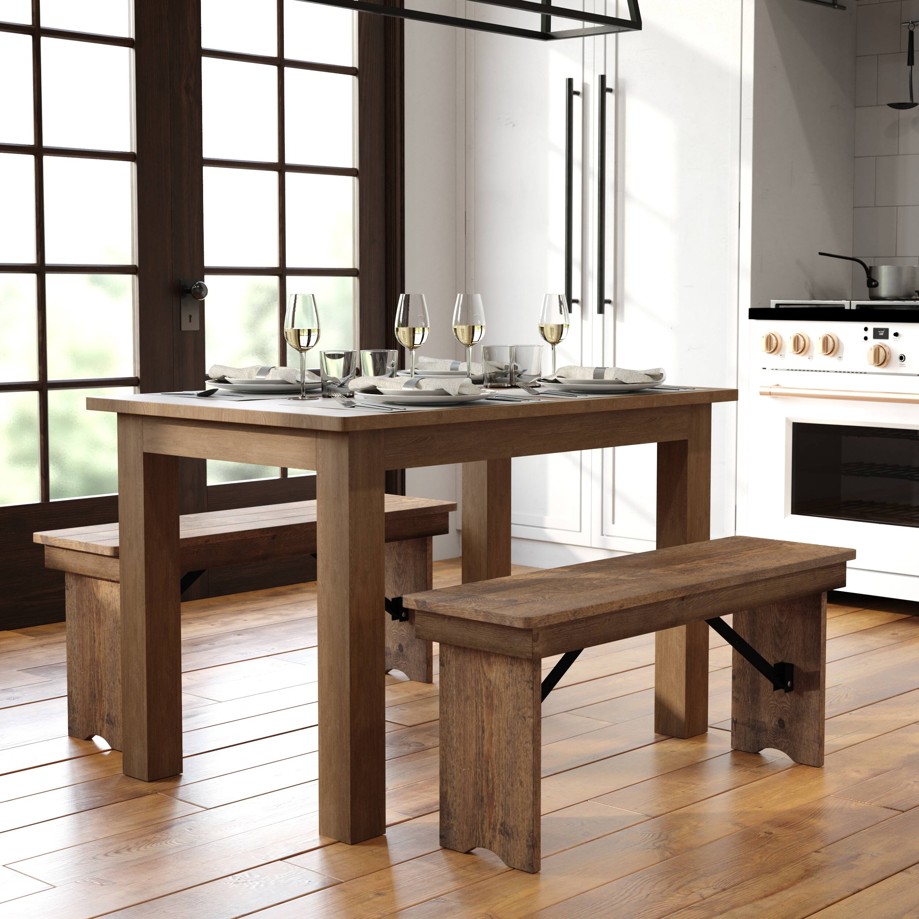 Alt View 1. Flash Furniture - HERCULES 46" x 30" Rectangular Antique Rustic Solid Pine Farm Dining Table - Brown.