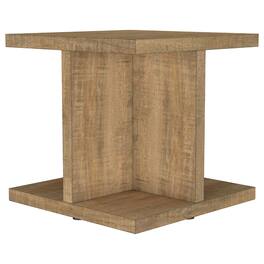 Manhattan Lane - Chet Square End Table with Open Cube Base, Mango Finish Wood 24 Inch - Mango Brown