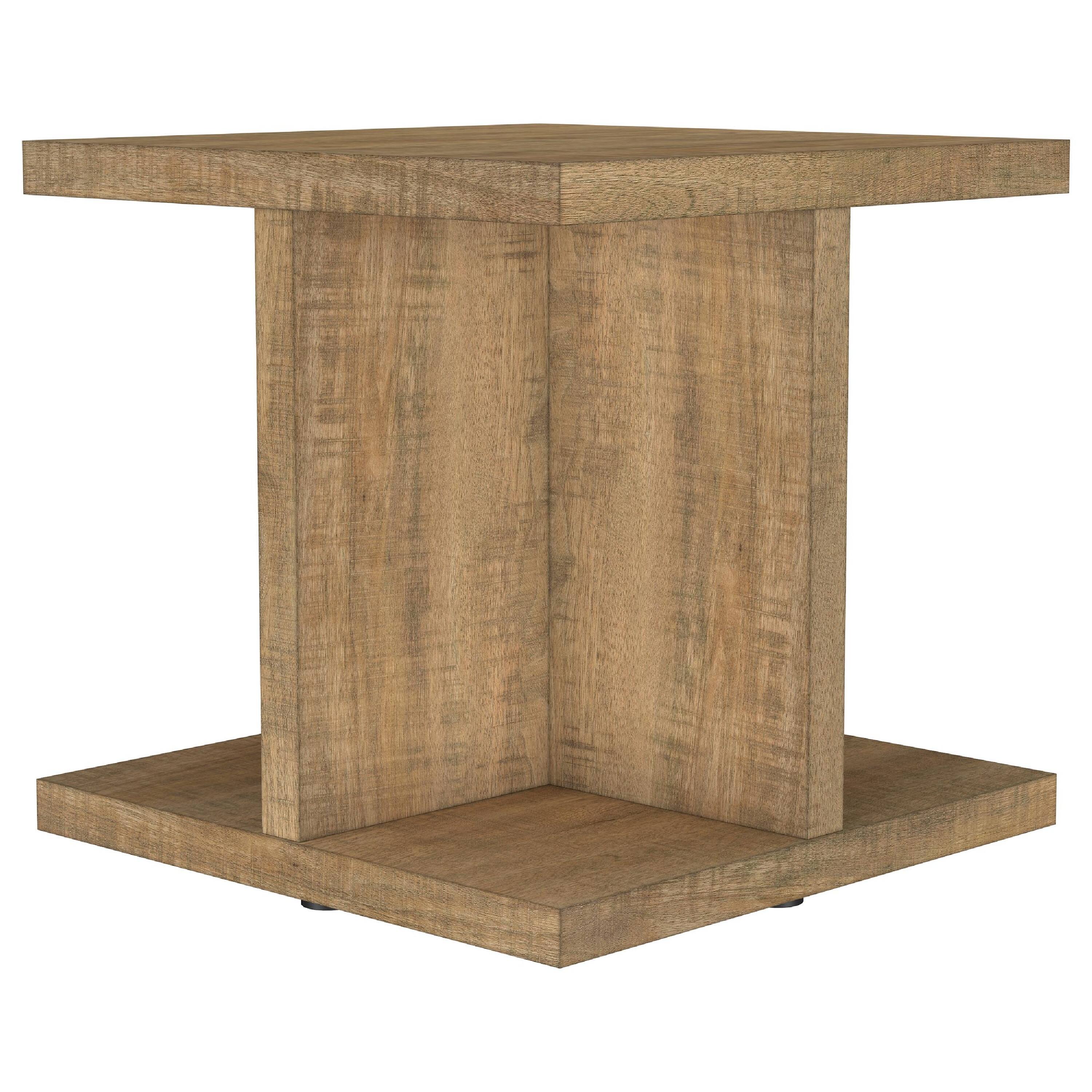 Front. Manhattan Lane - Chet Square End Table with Open Cube Base, Mango Finish Wood 24 Inch - Mango Brown.