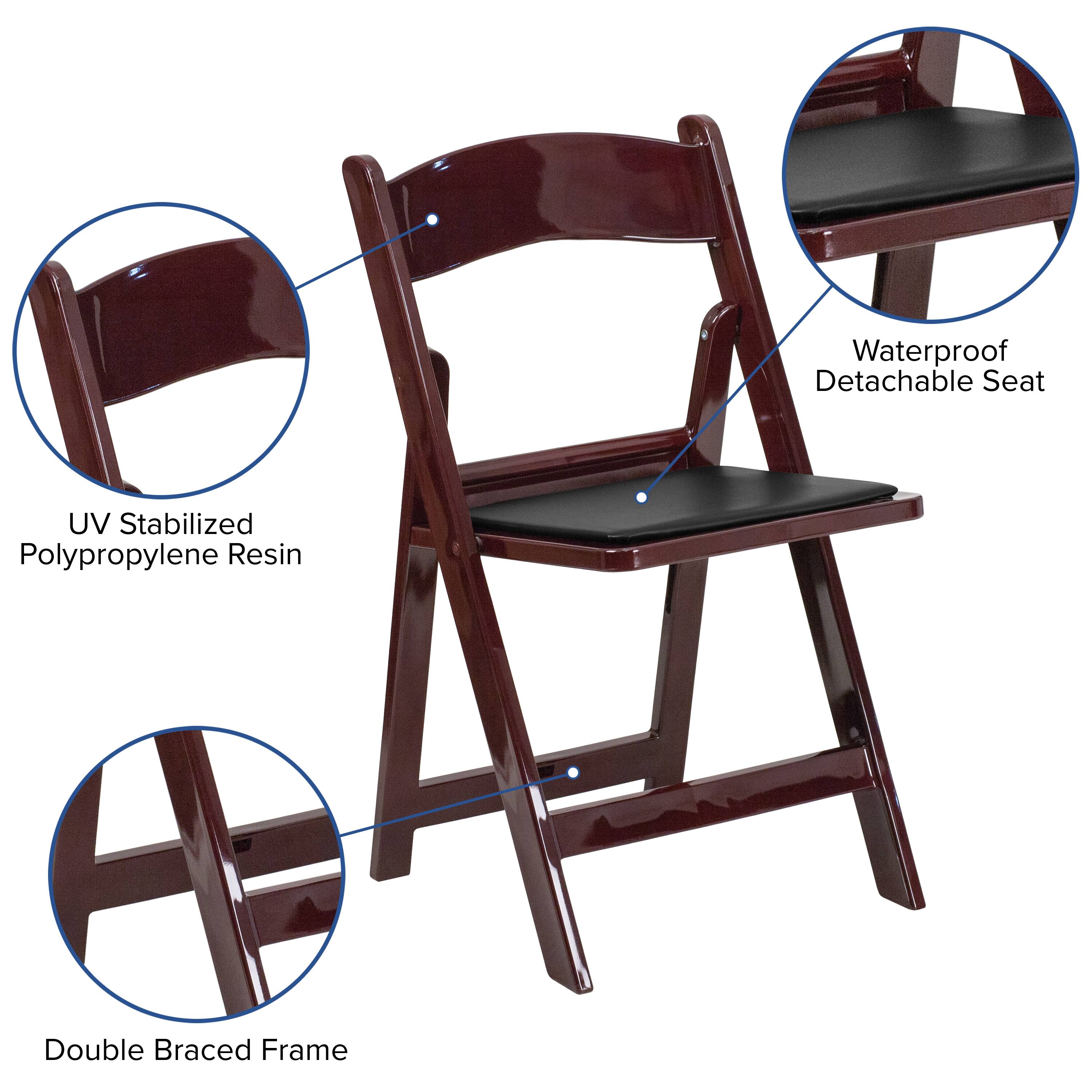 Waterproof Detachable Seat  
UV Stabilized Polypropylene Resin  
Double Braced Frame