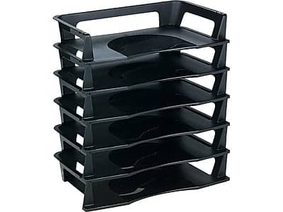 RubberMaid - Regeneration Stackable Side Loading Letter Trays, Letter Size Plastic, 6/Pack - Black