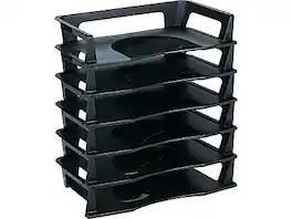 RubberMaid - Regeneration Stackable Side Loading Letter Trays, Letter Size Plastic, 6/Pack - Black