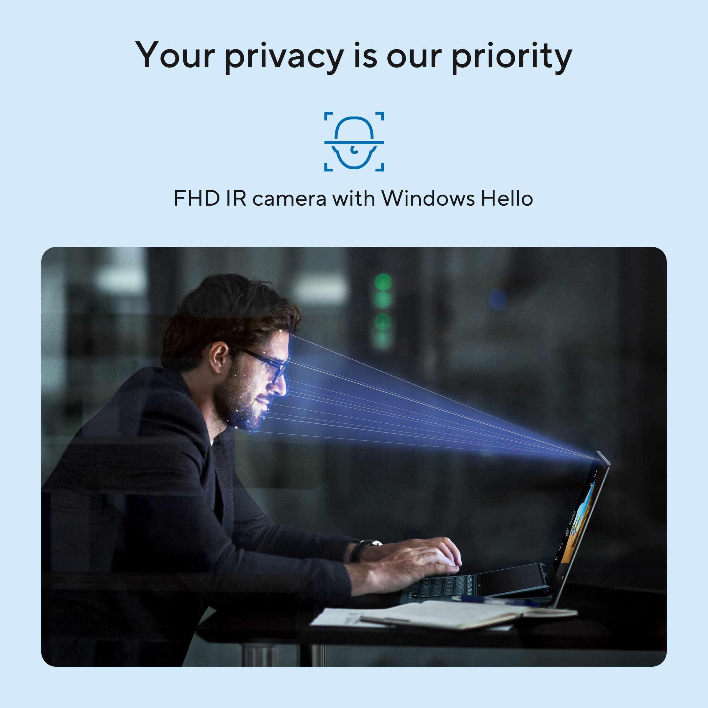 Your privacy is our priority

FHD IR camera with Windows Hello